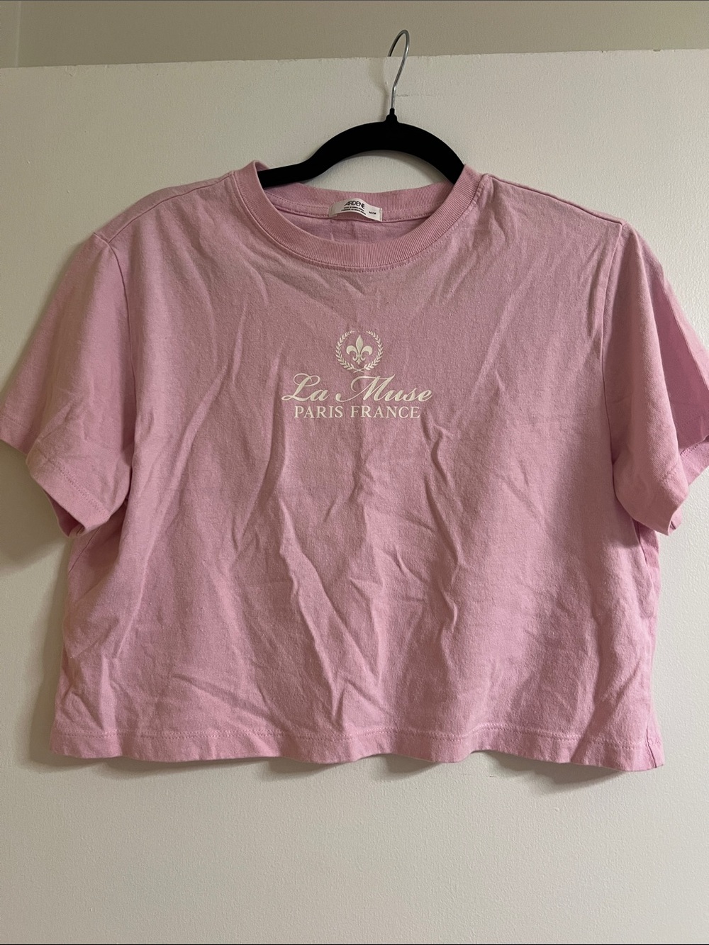 Paris Pink Cropped Logo Tee